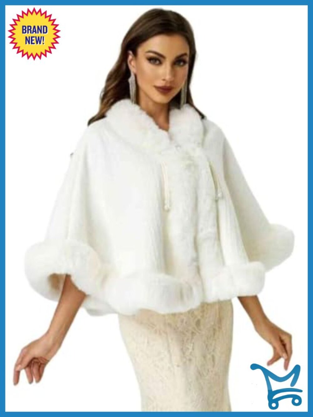 Luxury Faux Fur Shawl Wrap Cape for Evening Dresses Wedding Party